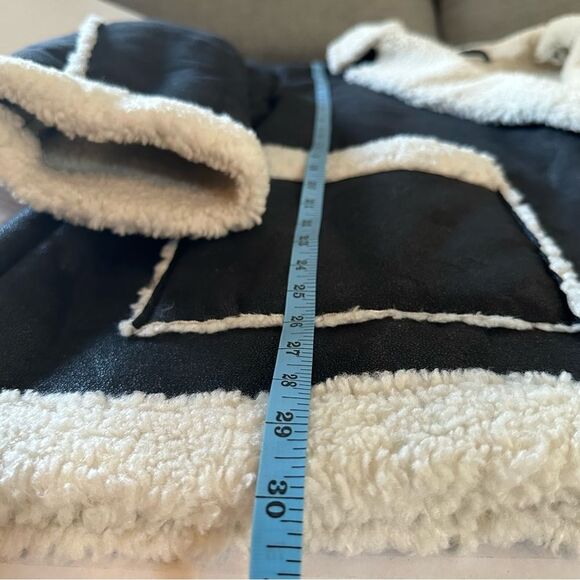 NWT COTTON:ON Curve Aviator Black & White Faux Leather/Shearling Jacket L-12/14 - Picture 8 of 12